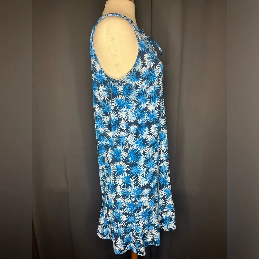 MICHAEL Michael Kors Women's Grecian Blue Ruffle‎ Bottom Tank Dress Size M.